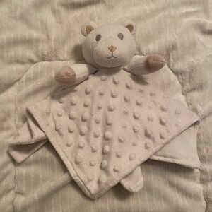 White Teddy Bear Raised Textured Dots Circles Plush Baby Security Blanket Lovey